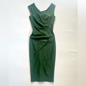 NWT MUXXN HUNTER GREEN CAPSULE SHEATH DRESS